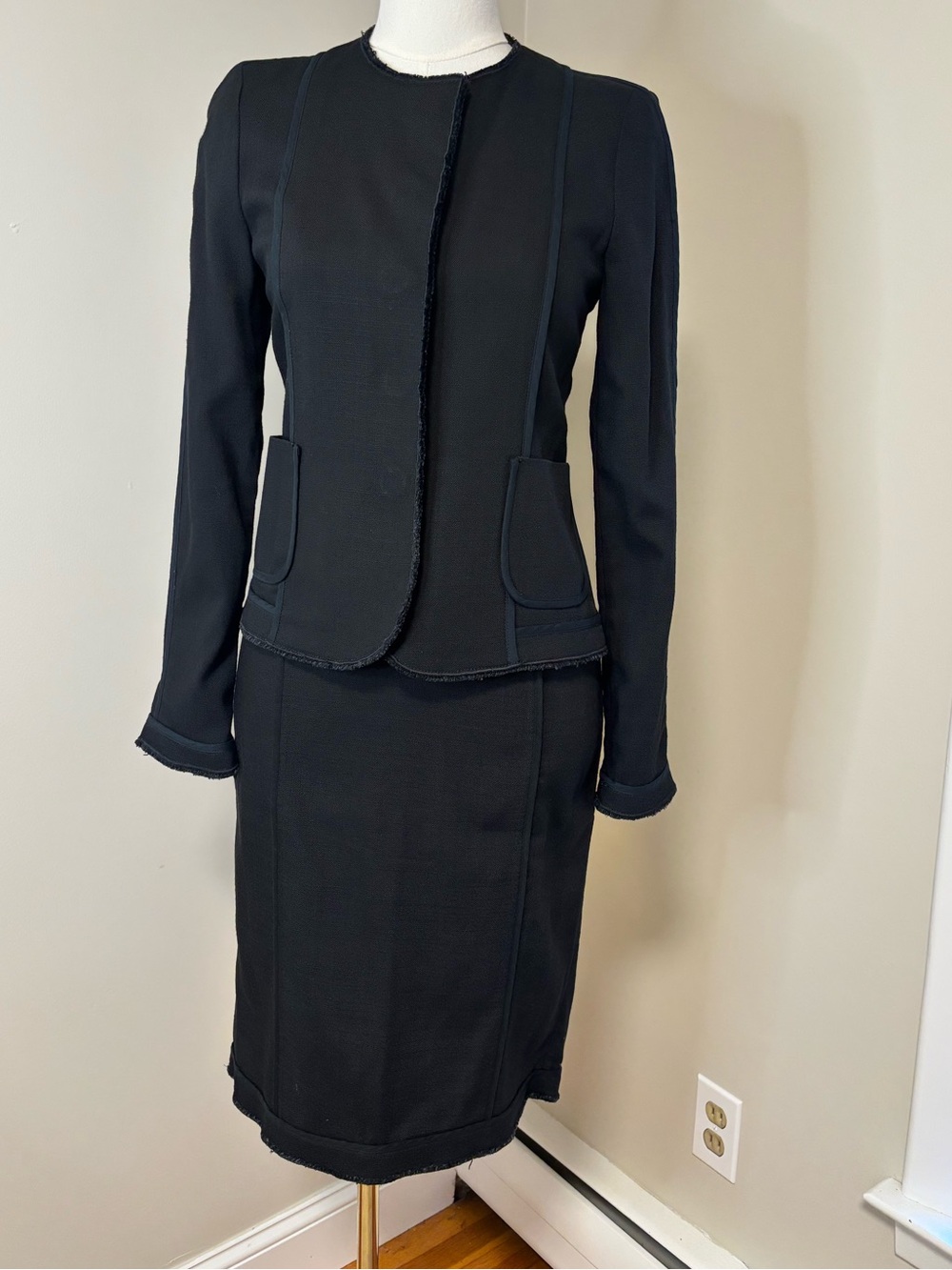 Dolce & Gabbana Black Blazer Pencil Skirt Suit Set S